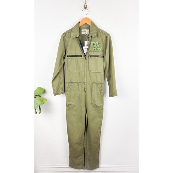 NWT Sandrine Rose X Free People Green Khaki Jumpsuit Sz M - Picture 3 of 11